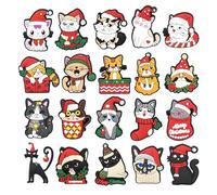 20PCS Cute Cats Christmas Charms for Shoes, Kawaii Kitten Pet Shoe Decoration Charms Fits Clog Sandals Bracelets, Xmas CLOG Charm PVC Shoe Accessories Charm, Holiday Party Gift for Boys Girls Kids