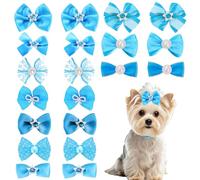 20PCS Cute Dog Hair Bows with Rubber Bands Handmade Mix Style for Puppy