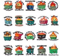 20pcs Cute Dumpster Fire Themed Embroidered Iron On Sew On Patches Bulk for Jeans Hats Backpack Pants Jackets Clothing DIY Decoration Crafts Supplies for Women (Dumpster Fire)