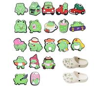 20Pcs Cute Frog Shoes Charms, Shoes Charms Compatible for Crocs, PVC Animal Cartoon Shoes Decorations Fun Frog Cro Charms Accessories for Clogs Sandals, Bracelets, Wristband, Birthday Party Gift