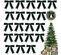 20Pcs Dark Green Velvet Bow for Christmas Tree Decorations 8cm*8cm,Green Velvet Ribbon Gift Bows Vintage Xmas Velvets Bow for Garland DIY Craft Wrapping Wreath Ornament Christmas Bows Decorative