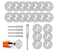 20Pcs Diamond Cutting Wheel, 22mm Cut Off Discs for Rotary Tool with 3mm Mandrel, Double Sided Diamond Coated Discs for Metal Glass Ceramics Porcelain Gem Stones Cutting