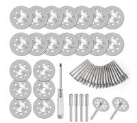 20PCS Diamond Cutting Wheel: 22mm Metal Cutting Discs with 3mm Mandrel and 20 Grinding Burr Bits Set for Rotary Tool for Stone Tile Wood Glass Cutting