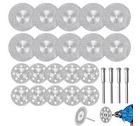 20Pcs Diamond Cutting Wheel Cut Off Discs for Dremel Rotary Tool with 4 Mandrel, Rotary Tool Cutting Discs for Stone, Glass, Jade, Tile, Bricks, Marble, Ceramics, and Metal, Dremel Accessories Set