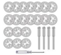 20Pcs Diamond Cutting Wheel Set, 22mm/545 Cut off Discs for Dremel Rotary Tool with 3mm Mandrels and 1 Screwdriver, Diamond Cutting Disc Glass Cutters Stone Metal Ceramics Gemstones