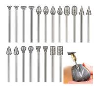 20Pcs Diamond Grinding Bit Set,3mm/1/8 inch Shank Drill Bits Stone Carving Sets Compatible with Dremel Rotary Sanding Tool Accessories for Grinding Stone Glass Ceramics Carving Polishing