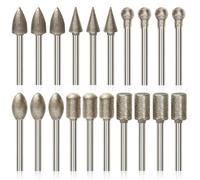 20Pcs Diamond Grinding Bit Set, Diamond Burr Bits Stone Carving Set Compatible with Dremel Rotary Tool Durable and Wear-Resistant for Grinding,Stone Glass Ceramics Carving, Polishing