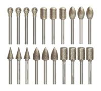 20Pcs Diamond Grinding Bit Set Stone Carving Set Diamond Burr Bits Compatible with Dre-mel Rotary Tool Accessories 3mm Shank Drill Bits Set for Grinding,Stone Glass Ceramics Carving,Polishing