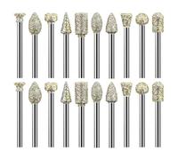 20Pcs Diamond Grinding Bit Set Stone Carving Set Diamond Burr Bits Compatible with Dremel Rotary Tool Accessories 3mm Shank Drill Bits Set for Grinding,Stone Glass Ceramics Carving,Polishing