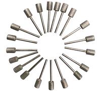 20Pcs Diamond Grinding Bits, 8mm Cylinder Head, 3mm Shank, 45mm Long Diamond Coated Burr Mounted Point