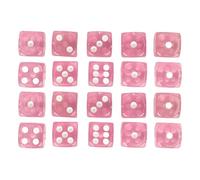 20pcs Dice Set Translucent Colors Rounded Corner Dice Board Games Teaching Math (Pink with White Spots)