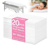 20PCS Disposable Bed Sheets, Massage Spa Sheets, Soft Non-Woven Fabric Massage Table Bed Sheet Protective Duvets for Beauty Salon, Spa, Massage, Hotels, Beautician, 180 x 80 cm (White)