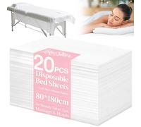 20PCS Disposable Bed Sheets, Massage Spa Sheets, Soft Non-Woven Fabric Massage Table Bed Sheet Protective Duvets for Beauty Salon, Spa, Massage, Hotels, Beautician, 180 x 80 cm (White)