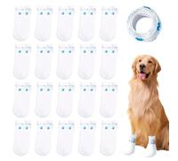 20pcs Disposable Dog Socks Waterproof Dog Boots for Injured Paws Stop Licking Pet Paw Protectors Dog Shoes with Bandage Pet Foot Cover for 16-38 lb Dogs Suitable for Indoor & Outdoor Walking Use