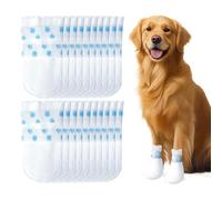 20pcs Disposable Dog Socks Waterproof Dog Boots for Injured Pet, with Bandage Dog Paw Protectors Stop Licking Disposable Pet Socks Cover for 16-38 lb Dogs Suitable for Indoor & Outdoor Walking