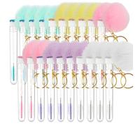 20pcs Disposable Lash Cleaning Spoolie Brushes Tube Mascara Wands Faux Fur Ball Keyring Eyelash Brush Makeup Tool Applicator Set (Mixed 5 color)