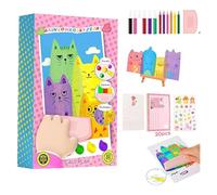 20PCS DIY Rainbow Scratch Art, Dot Painting Art Kits for Kids, Squeegee Art Kids Paint Kit, Party Favors DIY Postcard Gifts with Paints, Squeegees, Stickers for Girls and Boys (Cool Rainbow)