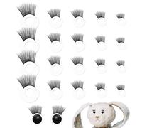 20Pcs Doll Eyelashes 5 Sizes Safety Eyelashes for Doll Making, Eye Make Up Accessories, Plastic Stuffed Crochet Eye Lashes for Puppet Teddy Bear Plush Animal Making