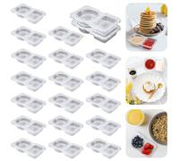 20pcs Double Compartment Condiment Container with Lids, Mini Plastic Snack Containers,BPA Free,Microwave Safe,Leakproof Food Storage, To Go Food Containers,Take Out Sauce Container