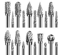 20PCS Double Cut Tungsten Carbide Rotary Burr Set for Dremel Accessory | Hakkin 1/8” Shank Wood Carving Bits for Rotary Carving Tools for Grinder Drill DIY Woodworking Metal Polishing Engraving