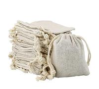 20pcs Double Drawstring Cotton Small Cloth Bags 8x10cm - Linen Gift Bags for Jewelry, Bracelet, Beads, Spice, Favors