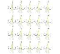 20Pcs Double Fishing Assist Hook Kits Jigs Assist Glow Hook Slow Quickly Fall Jigs Fishing Tool Accessories Jigging Lures