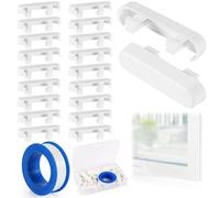 20Pcs Double Glazing Window Drainage Cover, White Window Water Hole Cover, Decorative Window Weep Hole Caps with 10m Plumber's Tape Storage Case, Window Drain Cover Replacement for UPVC Windows