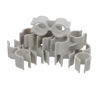 20pcs Double Pipe Clamp Connector for Shelf Poles and Metal Conduit | Plastic Beige Design, Easy Detachment, Compact Storage for Storage Racks and Utility Closets