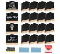 20Pcs Double Sided Reusable Mini Chalkboard Signs, 10x7.5cm Chalk Boards with Stand,Small Blackboard with Eraser Cloths & Balloon Glue for Place Cards Table Numbers Shop Buffet Cafe Party Wedding