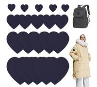 20Pcs Down Jacket Repair Patch, Self Adhesive Pre-Cut Nylon Repair Patch Dark Blue Waterproof Applique for Jackets Coats Clothing Tents Sleeping Bags, Heart Nylon