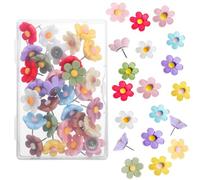 20Pcs Drawing Pins, Pins for Pinboard, Colorful Decorative Flower Pin Board Pins, Cute Push Pins Thumb Tacks for Map Cork Board Photo Display Office(Multicolored)