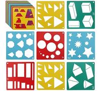 20pcs Drawing Stencils for Kids, Geometric Shapes 5 Colors Simple for Painting Cute Patterns Design Template Set for DIY Craft