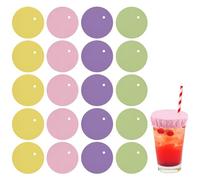 20pcs Drink Lids Scrunchies, Women's Anti Spike Drink Protectors with Straw Holes Drug-Proof Reusable Drink Lids Drink Cover for Nightclubs Party (Blue,Yellow,Pink,Green)