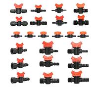 20pcs Drip Irrigation Mini Valve 4/7 3/8/10/12/16/20 /25mm Pipe Garden Tap 1/2 quot; 3/4 Male Thread Water Hose Barb Connector(L)