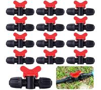 20PCS Drip Irrigation Switch Valves, Kalolary 1/2" Barbed Lock Shut Off On Valve In-line Barbed Tee Switch Valve for 1/2 Inch Tube 16mm Irrigation Fittings with Lock for Garden Sprinkler System