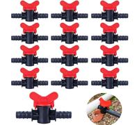 20PCS Drip Irrigation Switch Valves, Kalolary 1/2" in-Line Ball Shut Off On Valve Barbed Tee Straight Valves for 16mm Tube 1/2 Inch Barbed Gate Irrigation Fittings for Pipe Connection System