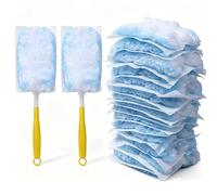 20Pcs Duster Refill with 2 Handle, Flash Dust Magnet Refill Detachable Fluffy Dusters Refills Adsorbs Dust Dusters for Cleaning Blinds Office Home Fans Dust Dirt Hair