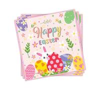 20Pcs Easter Napkins Paper Party Decorations,33 x 33 cm Pink Bunny Egg Happy Easter Napkins Easter Party Napkins,Disposable Cocktail Napkins for Easter Party Supplies Table Decorations