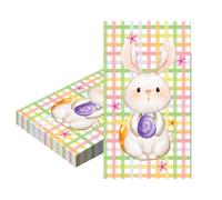 20Pcs Easter Napkins Serviettes Disposable Guest Hand Towels 40x33cm,Easter Decor Colourful Bunny Pattern Tissue Rabbit Cocktail Dessert Dinner Napkins for Easter Party Paper Napkin Table Decorations