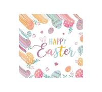 20pcs Easter Party Napkins, 16.5cm x 16.5cm, Disposable Paper Napkins with Colorful Egg and Bunny Designs, Table Decorations for Luncheon and Dinner (Orange)