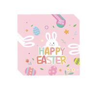 20Pcs Easter Party Paper Napkins Easter Decorations for Table,Pink Bunny Eggs Pattern Happy Easter Serviette Disposable Napkins,Easter Tissue Paper Luncheon Dinner Napkins for Easter Party Supplies