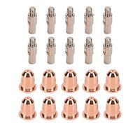 20PCS Electrode Tip Nozzle Kit, Brass Plasma Electrode Nozzles Cups for S45, 0.03in High Hardness Replacement Consumables for Steel Aluminum Cutting