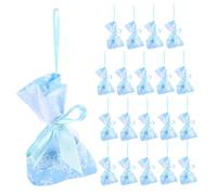 20pcs Empty Lavender Sachet Bags for Wardrobe and Office, Polyester | Sky-blue Bow Detail, Decorative Floral Style, Suitable for Goodies and Necklace Storage, Deodorizer Use