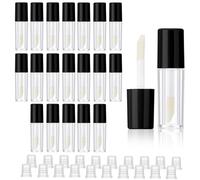 20Pcs Empty Lip Gloss Tubes, 1.2ml Refillable Mini Lip Gloss Containers Bottles Clear Lipgloss Tubes with Wand Cosmetic Containers for Lipstick Samples Travel Carry (Black)