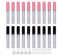 20pcs Empty Lip Gloss Tubes Containers Clear Mini Refillable Lip Balm Bottles with Wand Brush Multi Functional Leak Proof Design for Makeup Artists Travelers Plastic 202g