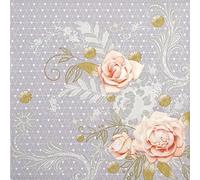 20pcs Exclusive Napkins for Decoupage Event Party Art Craft Gray Lace with Roses SLOG 048901