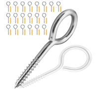 20PCS Eye Screws, Eye Bolts Screw in, M5 x 65 Eye Bolts Vine Eyes Heavy Duty 304 Stainless Steel Self Tapping Ring Eye Hooks Nails Eyelets Screw for DIY Cork Crafts Hanging Wooden Frames