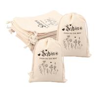 20Pcs Fabric Bag with Drawstring, Small Canvas Packaging Bag for Wedding Birthday Thanksgiving 5 x 7 Inch (Schön DASS DU DA BIST)