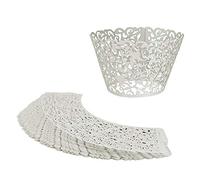 20pcs Filigree Vine Cupcake Wrapper Laser Cut Wraps Cases Wedding Birthday Party - Silver Grey