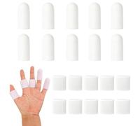 20pcs Finger Sleeve Protectors, Open & Closed Ends Silicone Rubber Finger Compression Sleeve Cots Gel Thumb Covers Fingers Tips Guard for Cracking Fingertips Protection Protect (White)